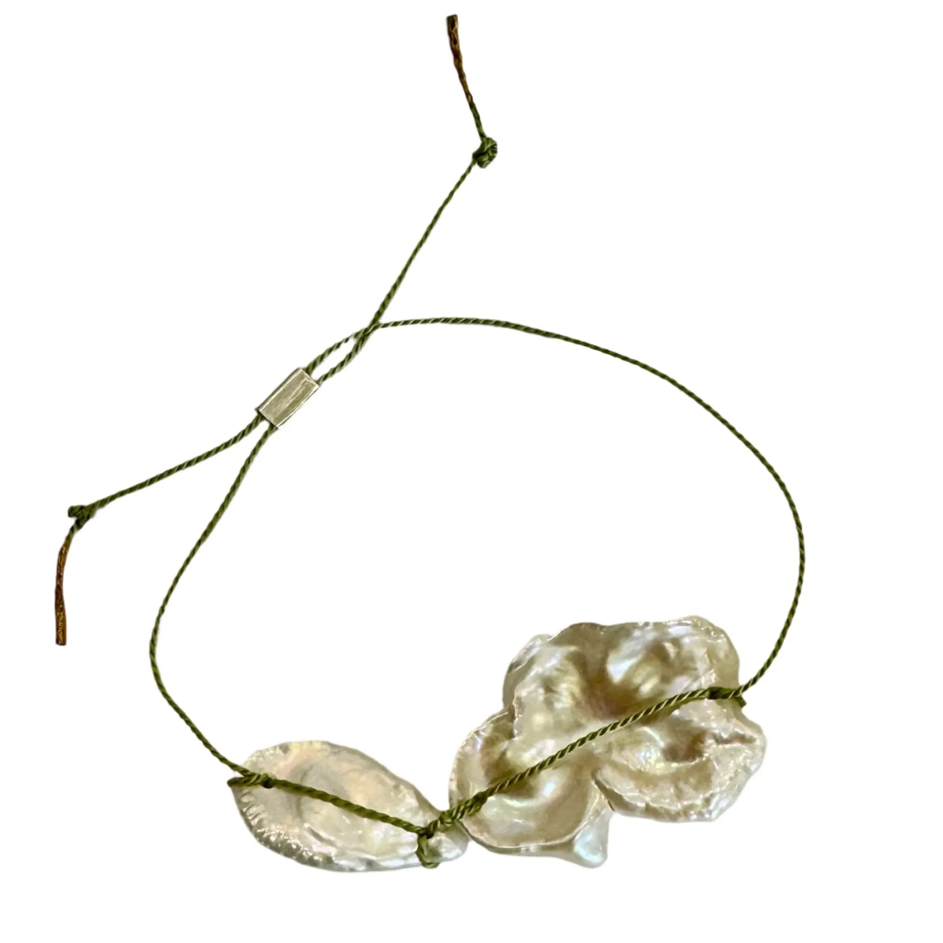 Silk thread charm bracelet - keshi pearl charms