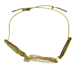 Silk thread charm bracelet - keshi pearl charms