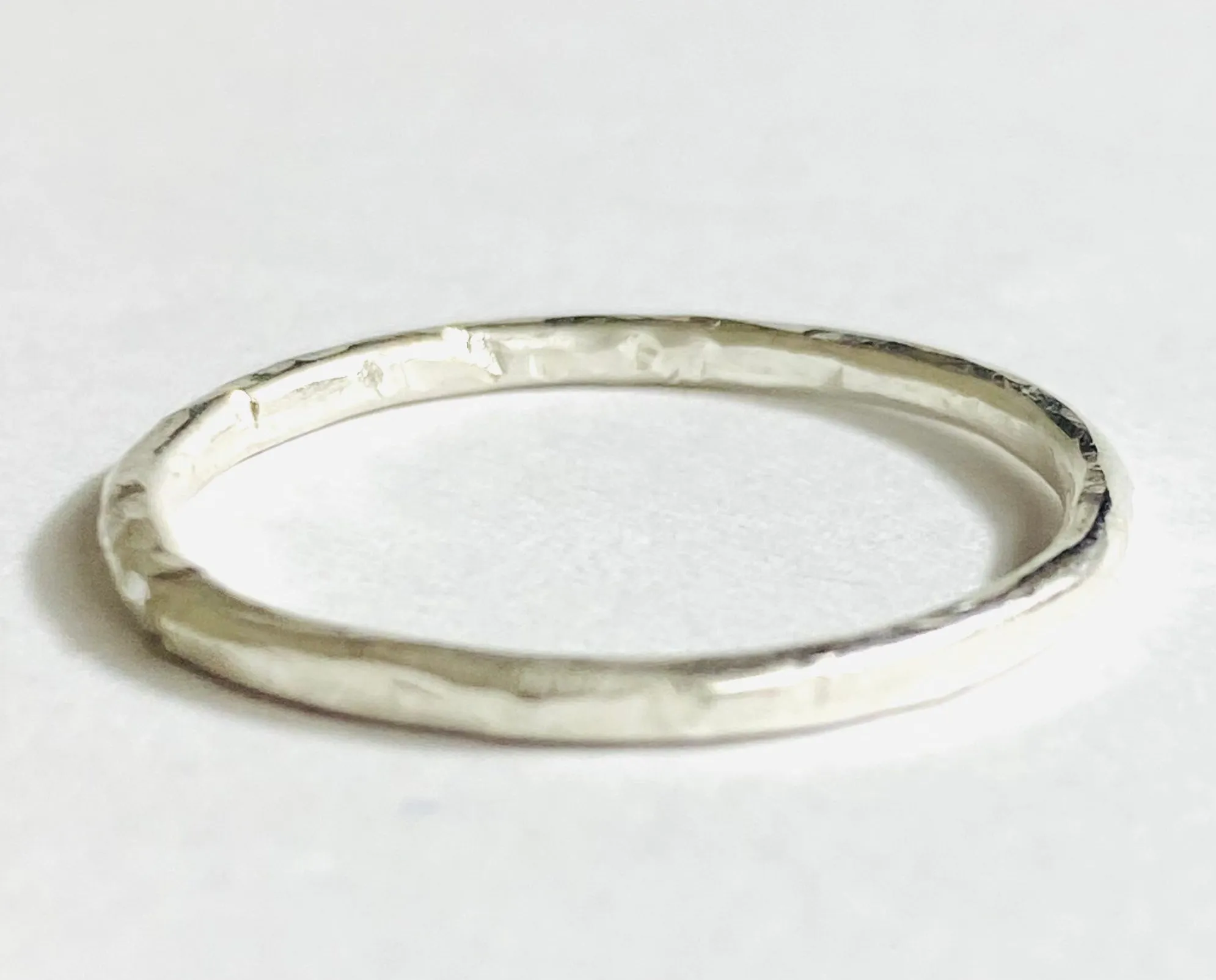 Silver Band, Hammered Silver Band Ring, Silver Texture Ring, Silver Ring/Simple Stacking Ring