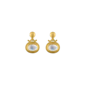 Small Rainbow Moonstone Bell Earrings