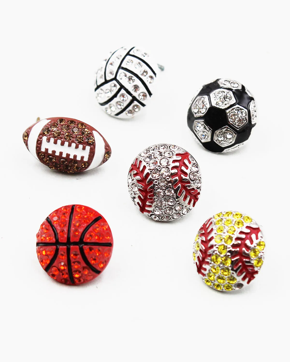 Soccer Crystal Stone Stud Earrings