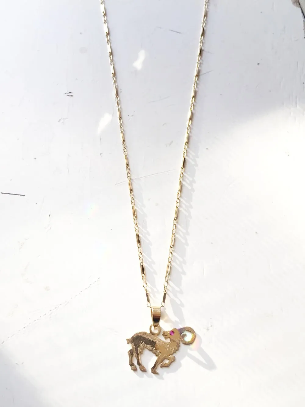 Solid Gold Aries Necklace