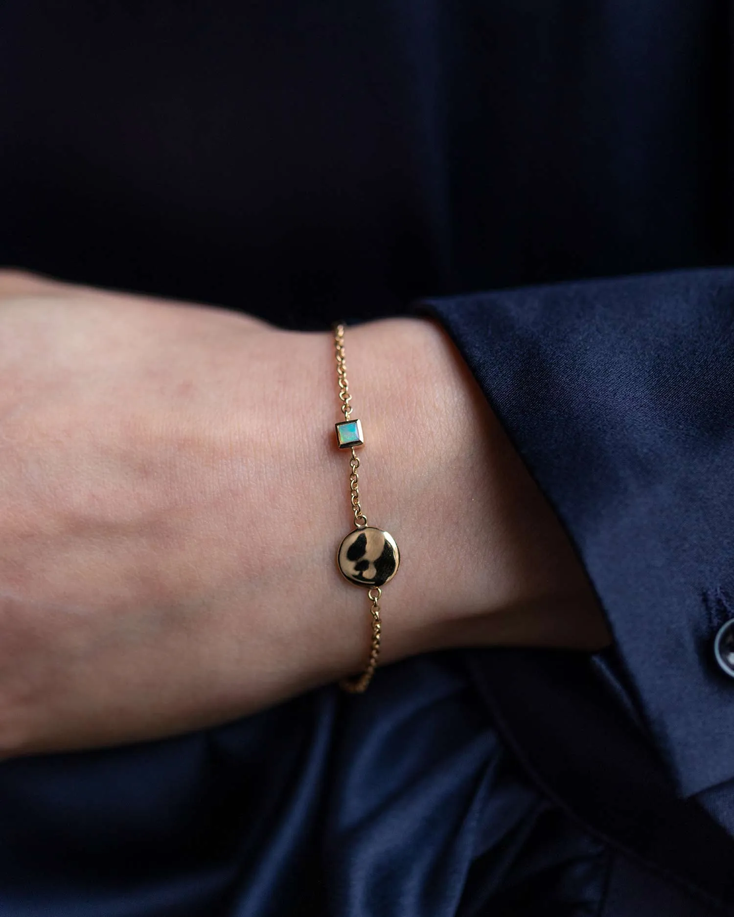 Solid Gold Opal October Birthstone Bracelet