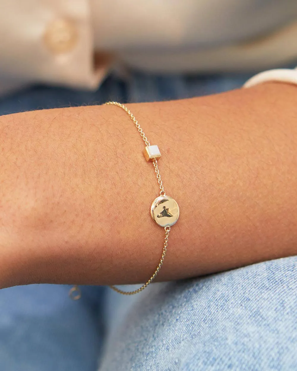 Solid Gold Opal October Birthstone Bracelet