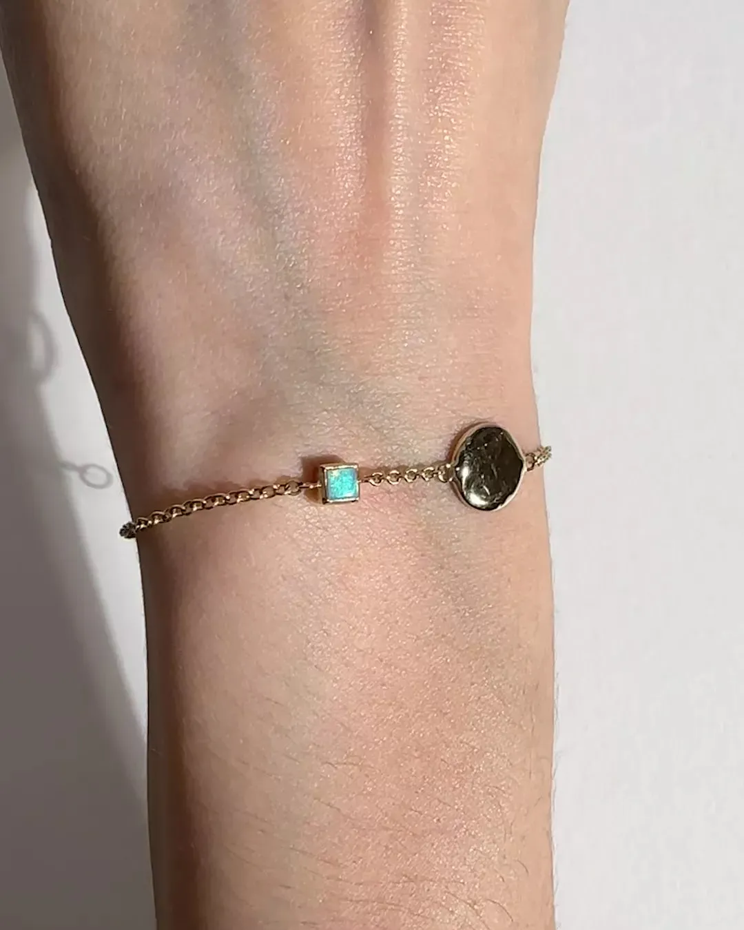 Solid Gold Opal October Birthstone Bracelet