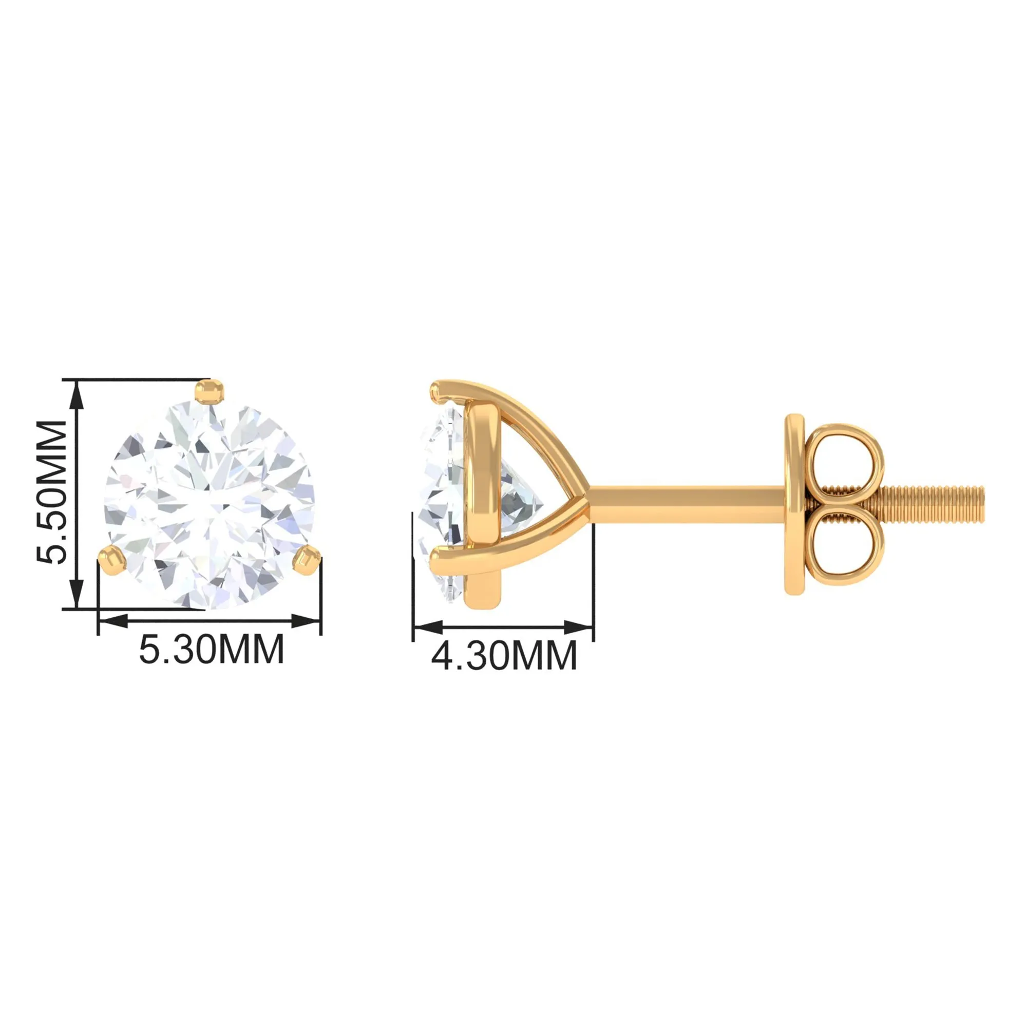 Solitaire Lab Grown Diamond Martini Stud Earrings