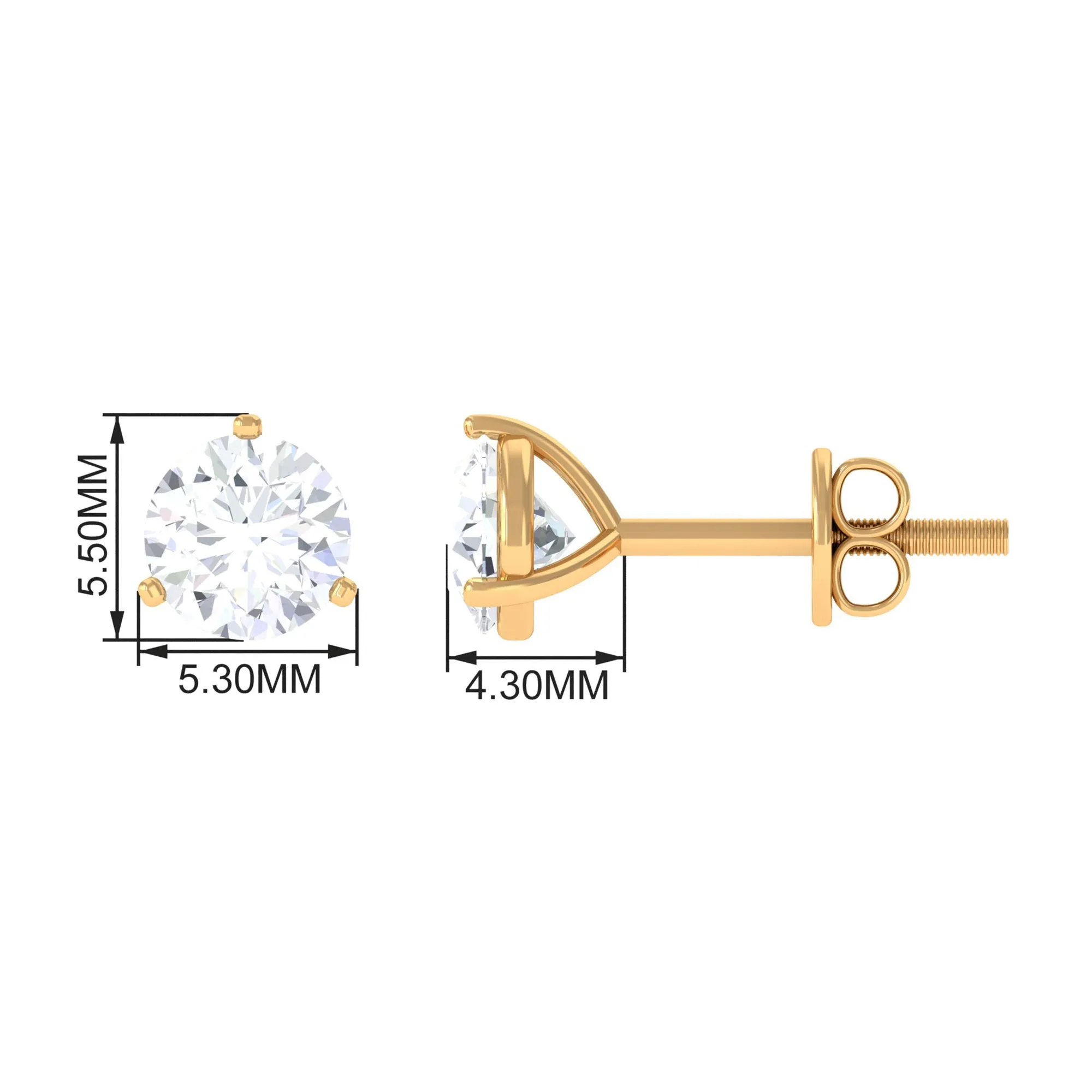 Solitaire Lab Grown Diamond Martini Stud Earrings