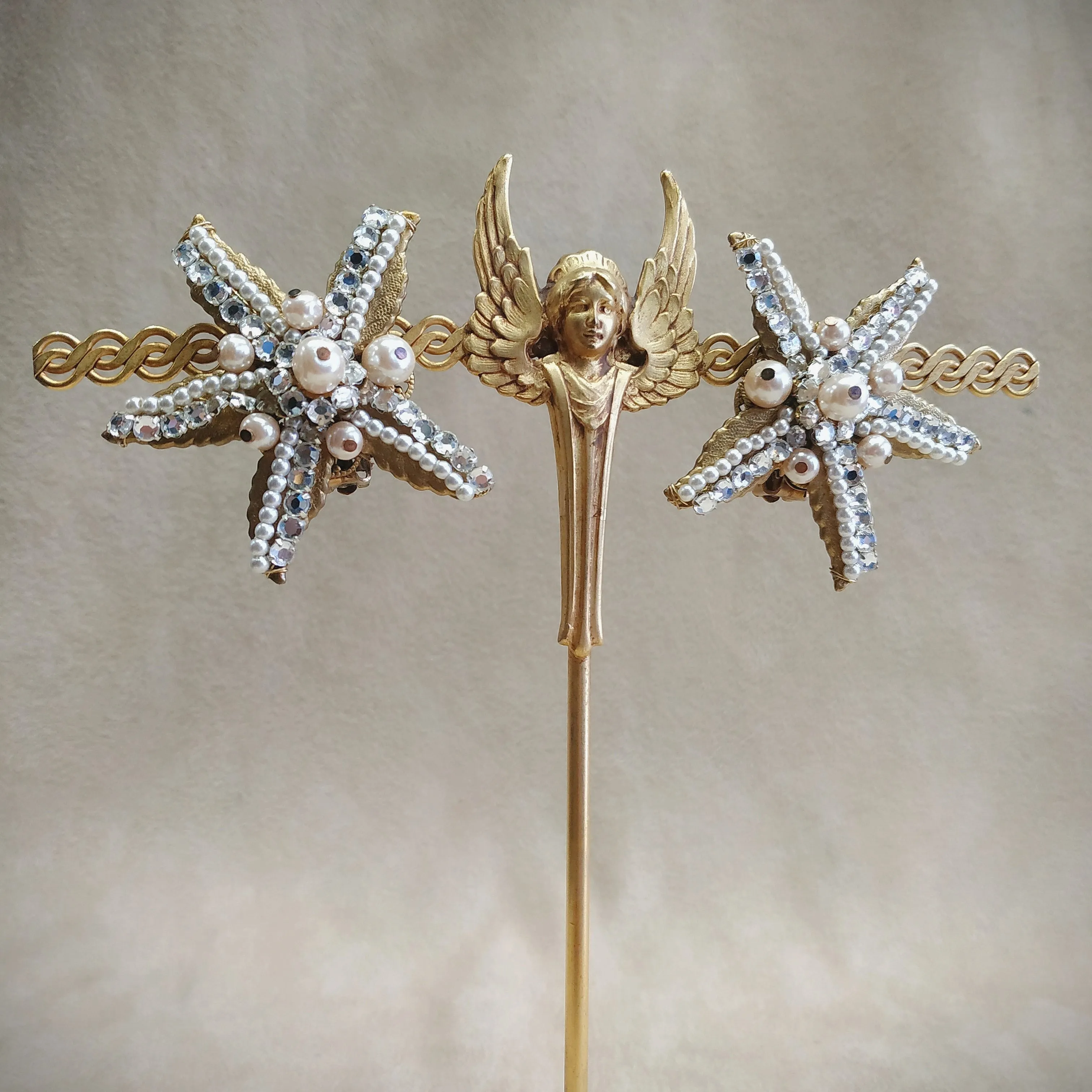 Stanley Hagler Starfish Earrings pearl Clip On