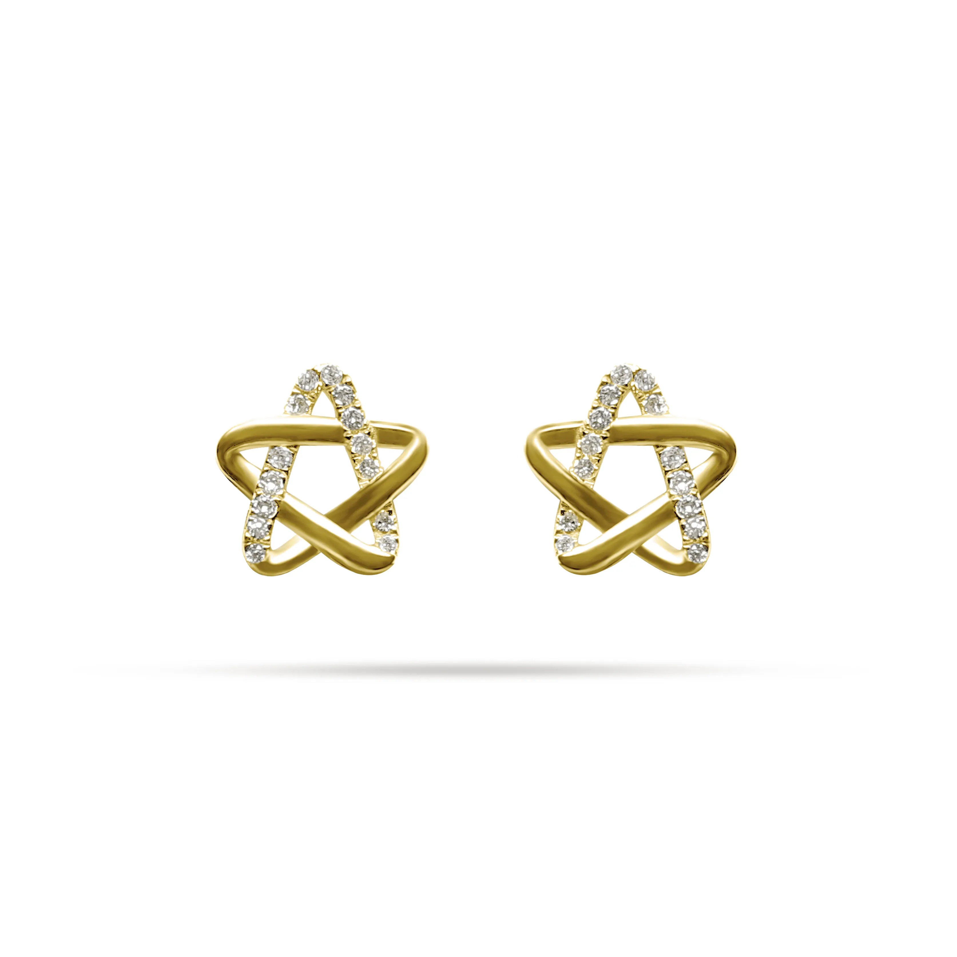 Star Round Diamond Stud Earrings