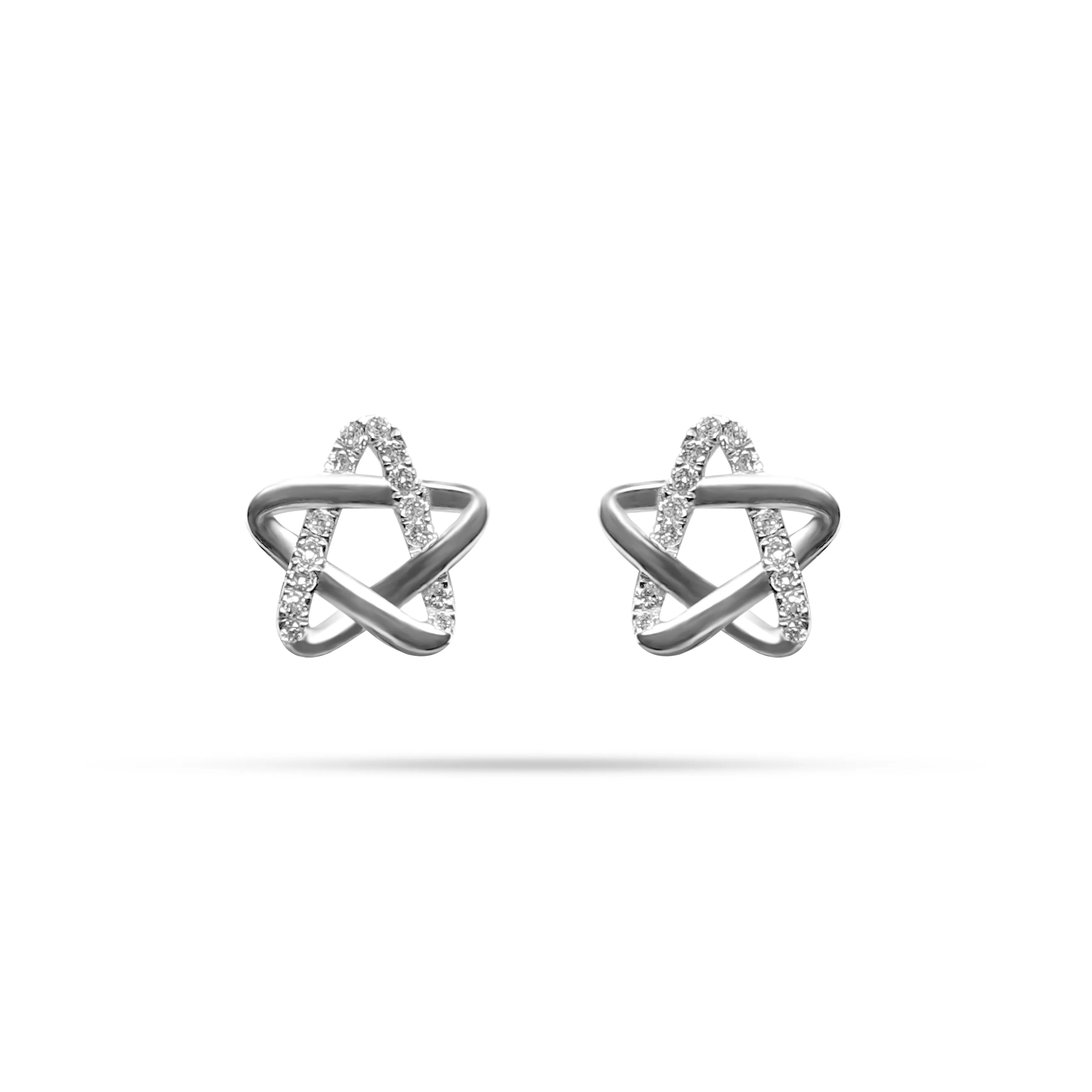Star Round Diamond Stud Earrings