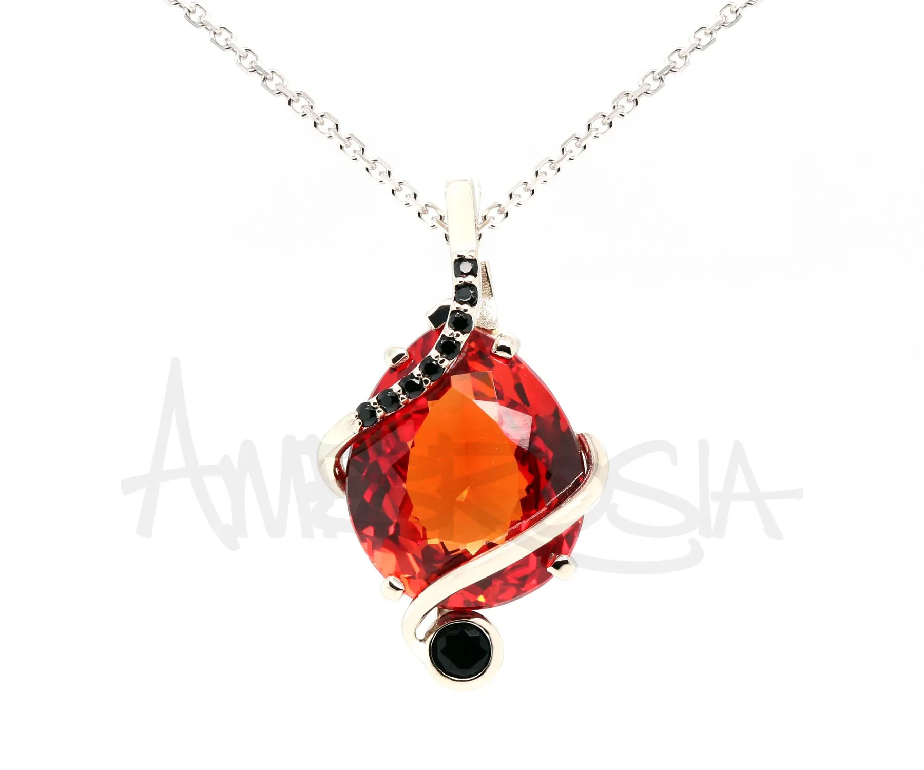 Swirl Red Ruby and Black Spinel Necklace