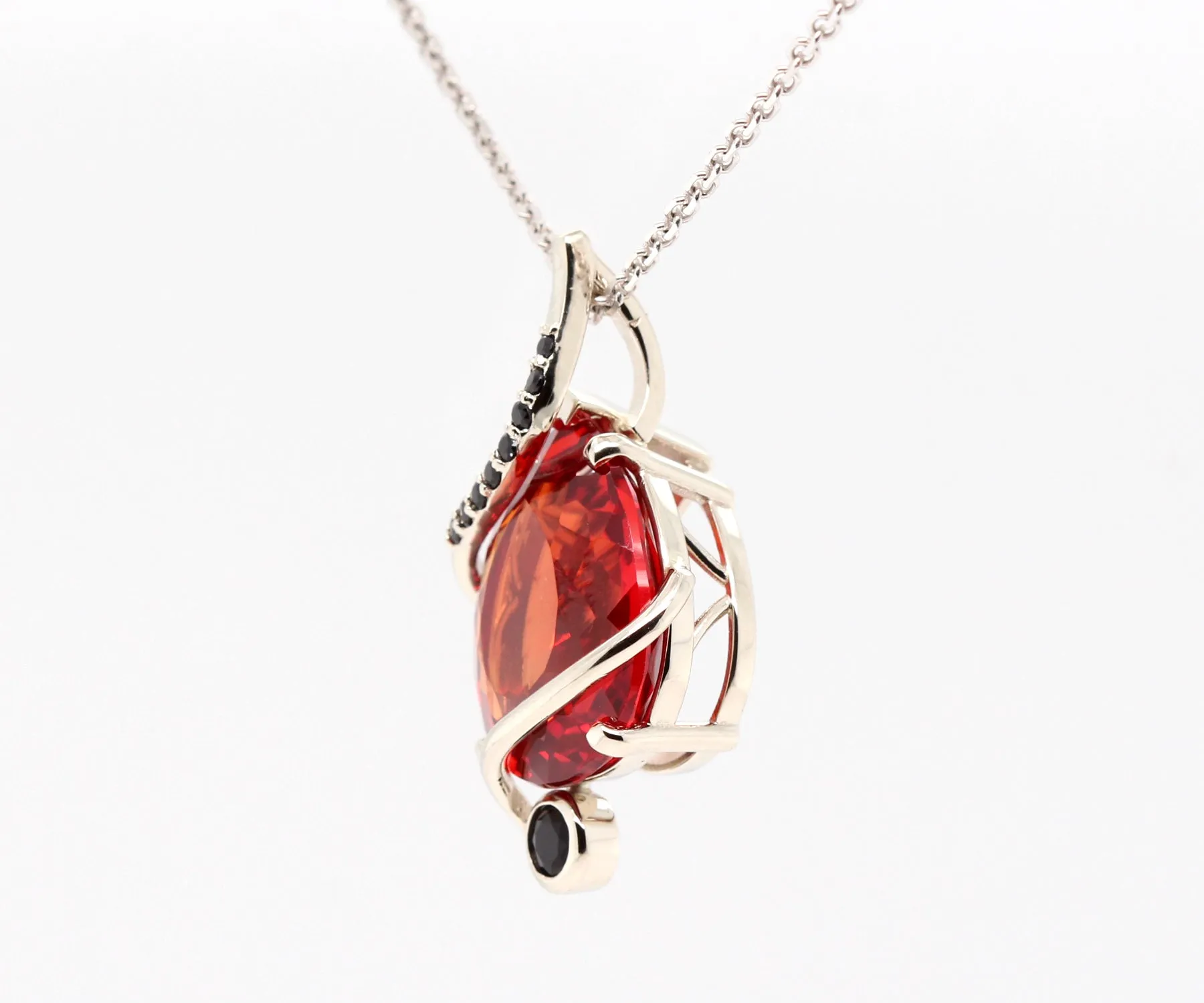 Swirl Red Ruby and Black Spinel Necklace