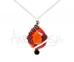 Swirl Red Ruby and Black Spinel Necklace
