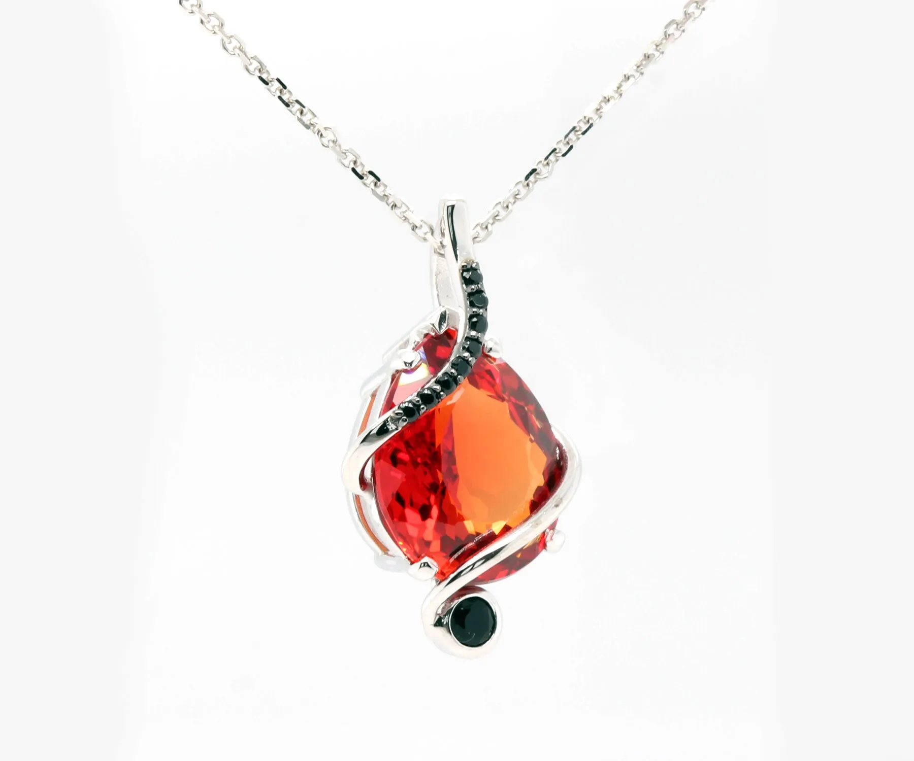 Swirl Red Ruby and Black Spinel Necklace