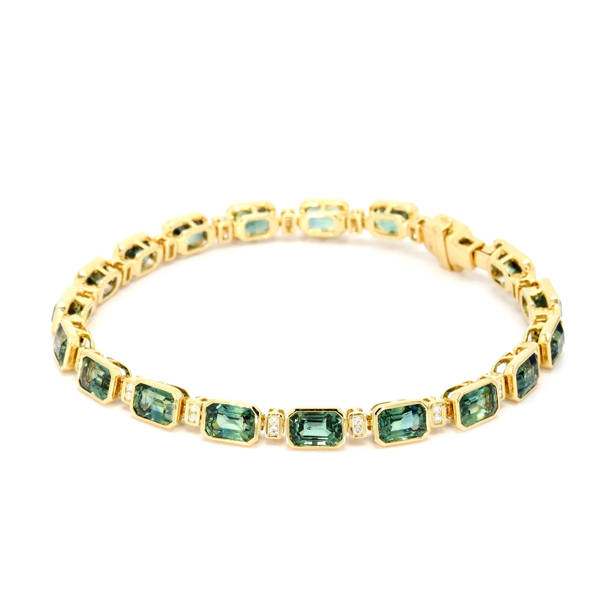 Teal Sapphire and Diamond Bracelet