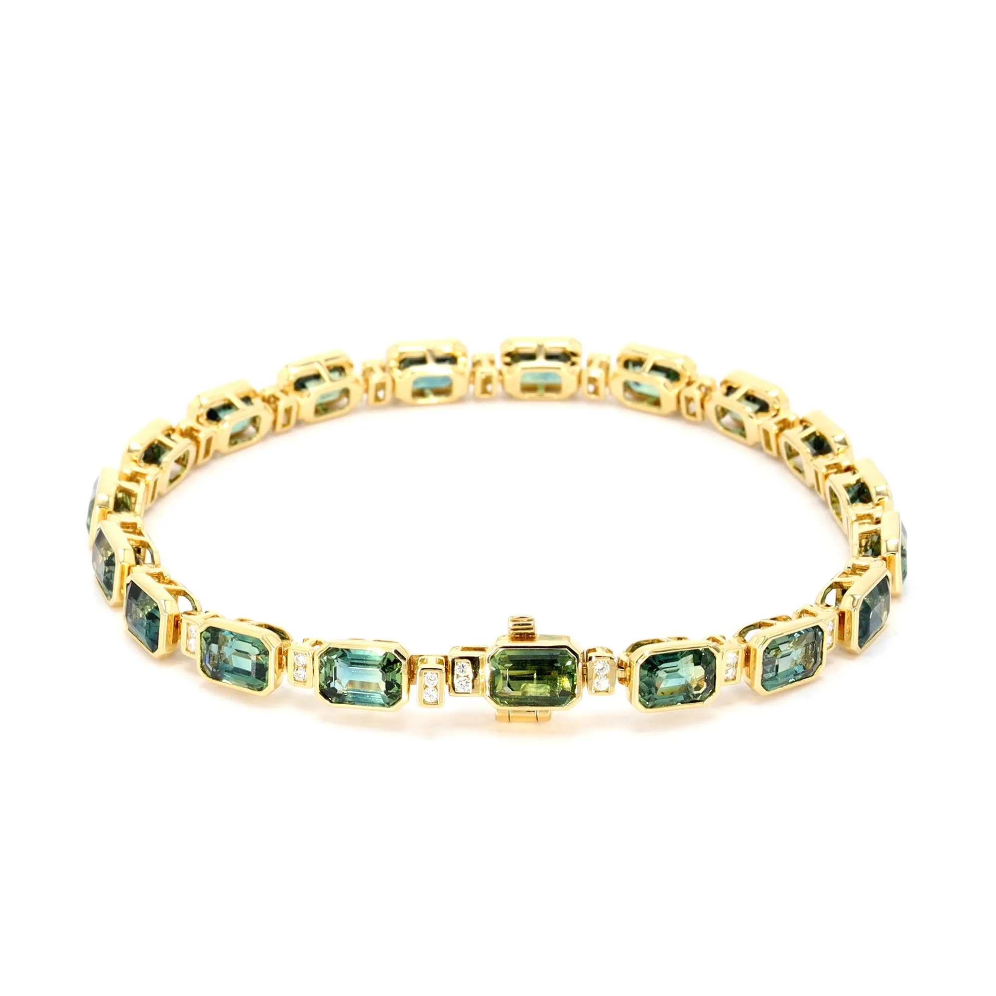 Teal Sapphire and Diamond Bracelet