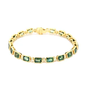Teal Sapphire and Diamond Bracelet