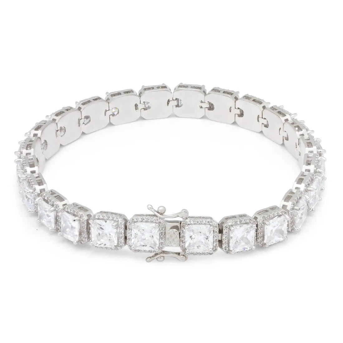 The White Gold Princess Cut Tennis Bracelet