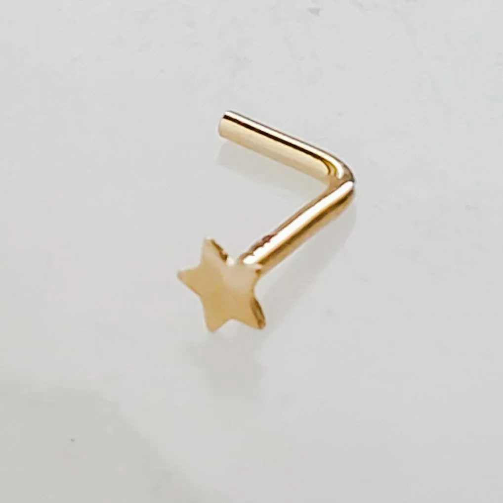 Tiny Star Nose Stud in 14k Gold