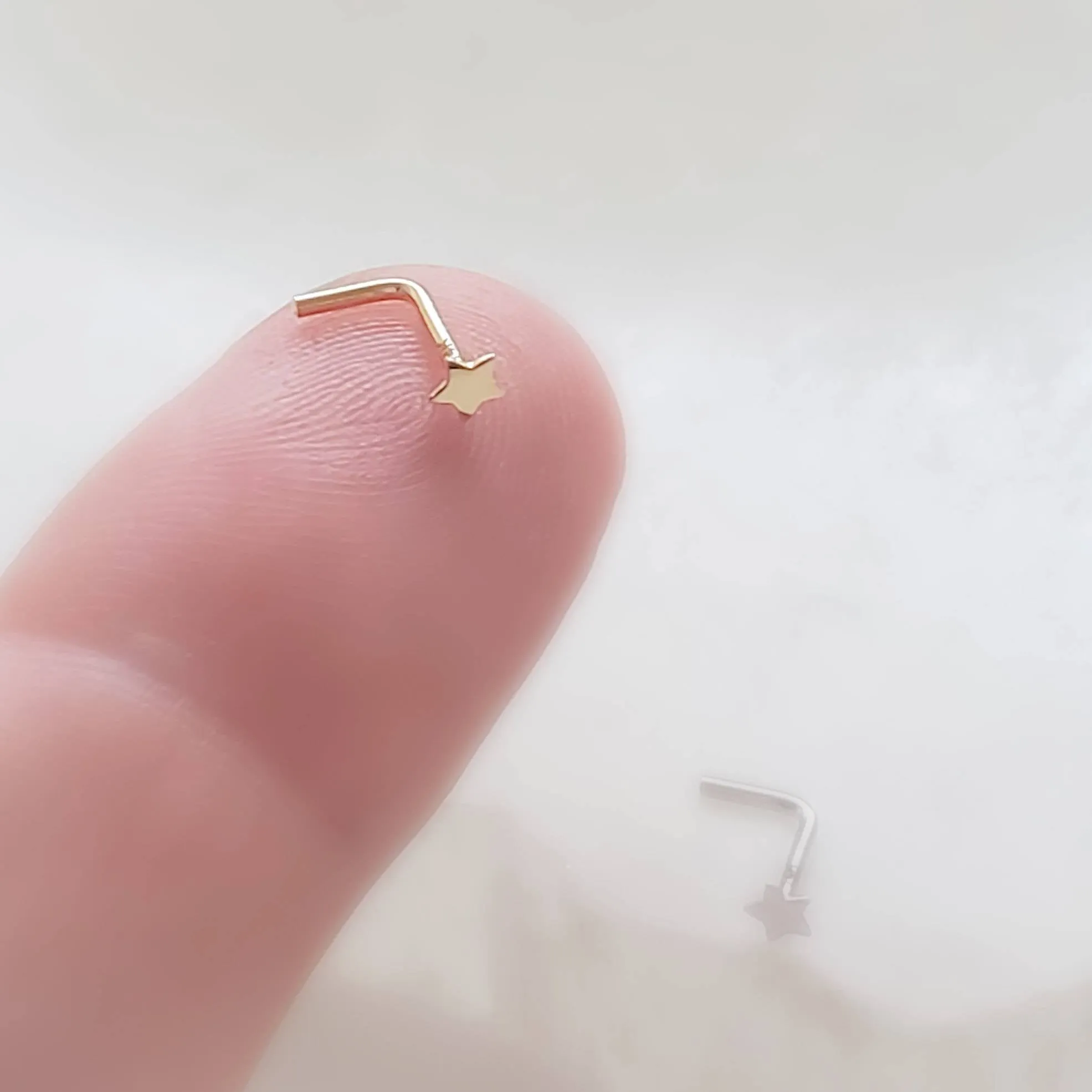 Tiny Star Nose Stud in 14k Gold