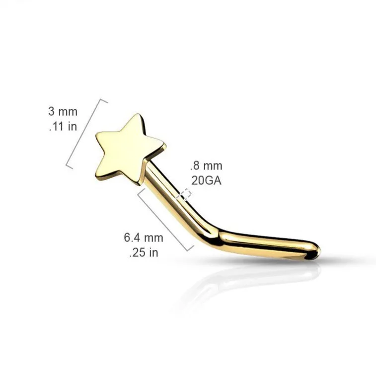 Tiny Star Nose Stud in 14k Gold