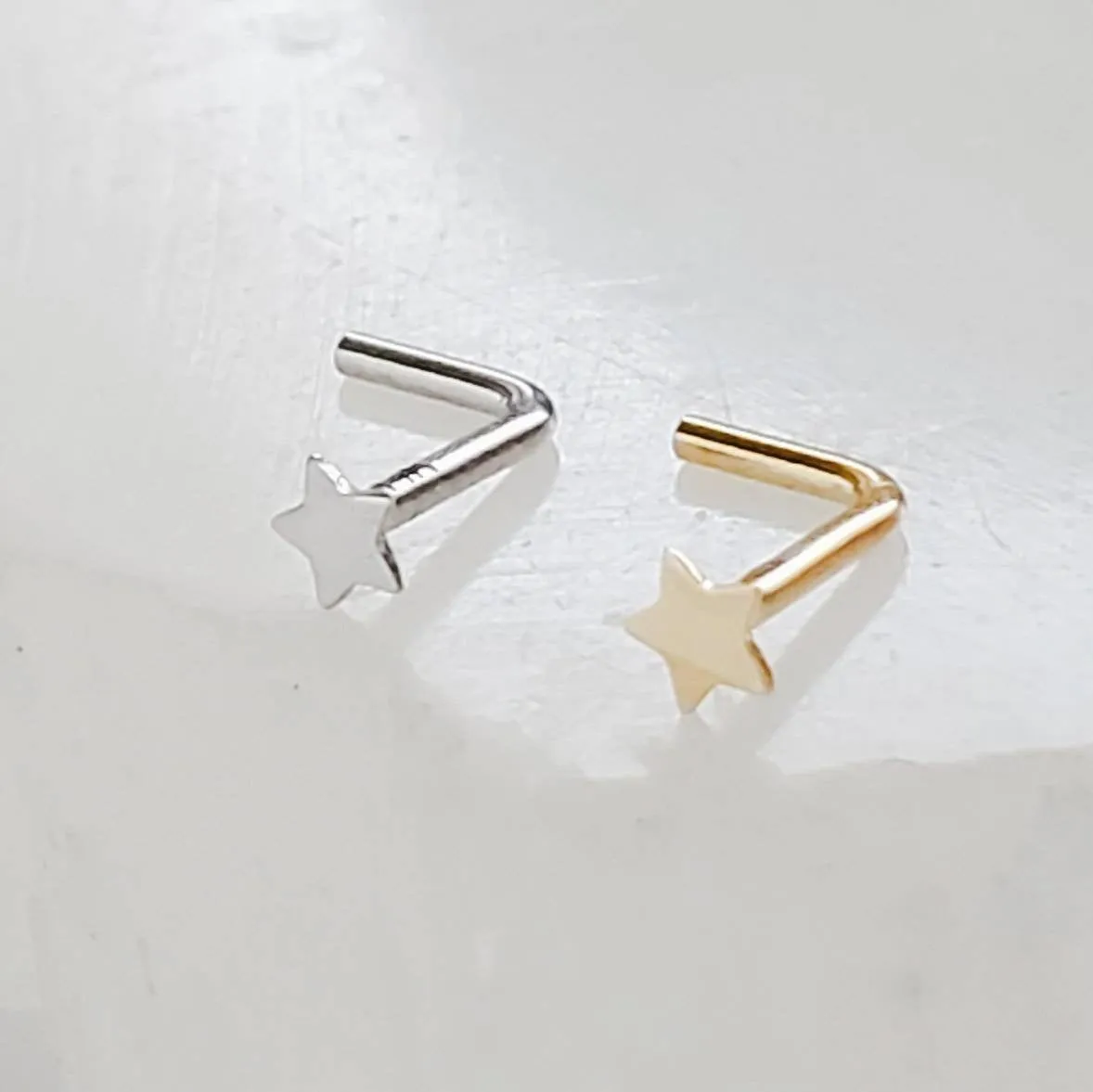 Tiny Star Nose Stud in 14k Gold