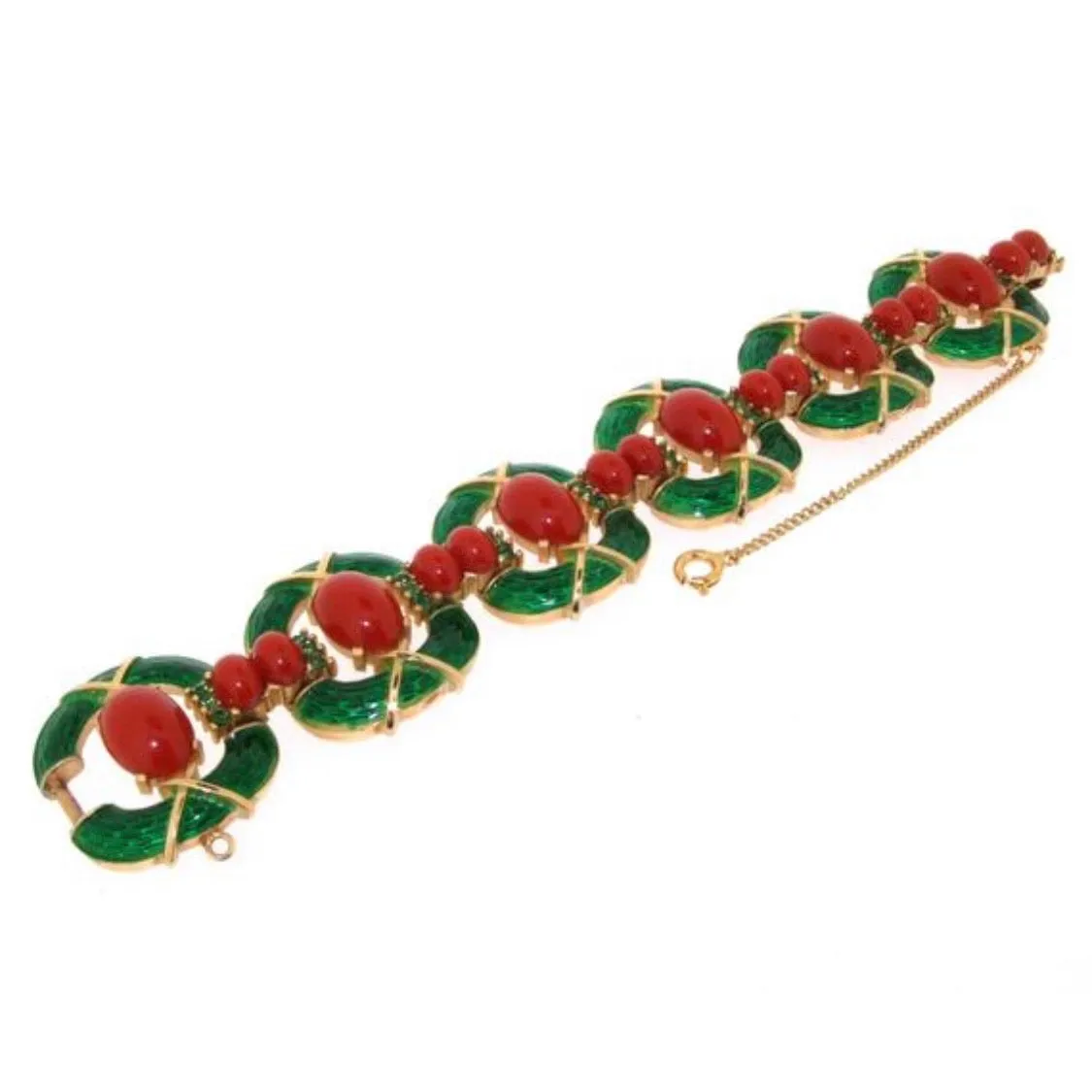 Trifari L’Orient Collection Green Carnelian Vintage Bracelet