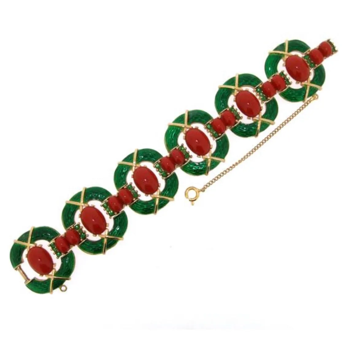 Trifari L’Orient Collection Green Carnelian Vintage Bracelet