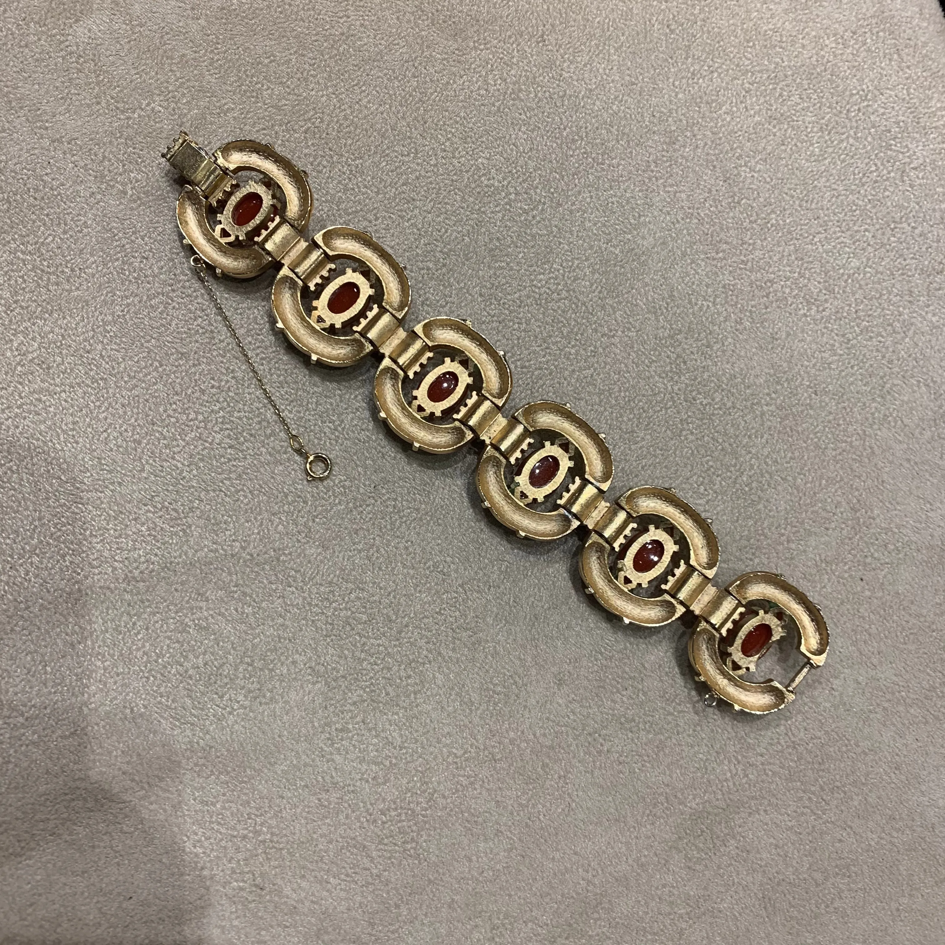 Trifari L’Orient Collection Green Carnelian Vintage Bracelet