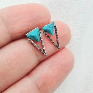 Turquoise Gemstone Earrings, Sterling Silver