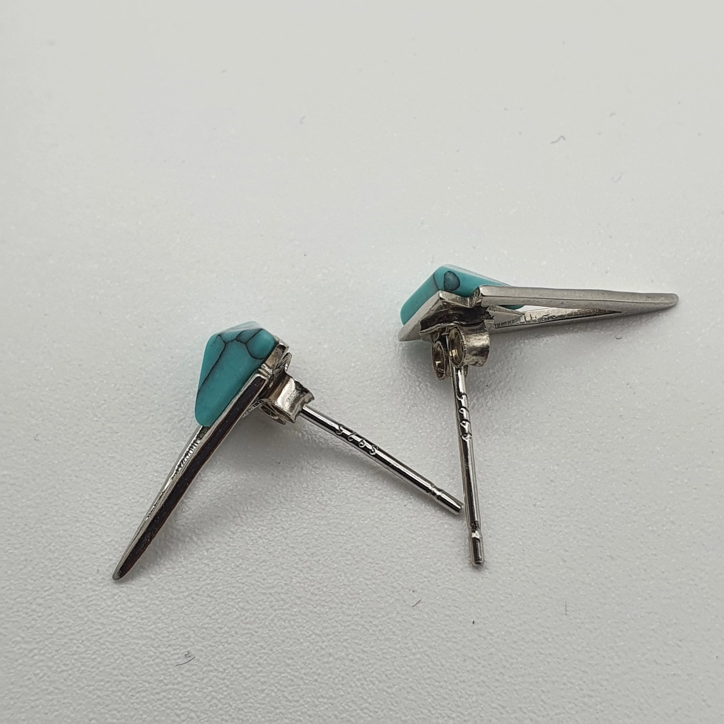 Turquoise Gemstone Earrings, Sterling Silver