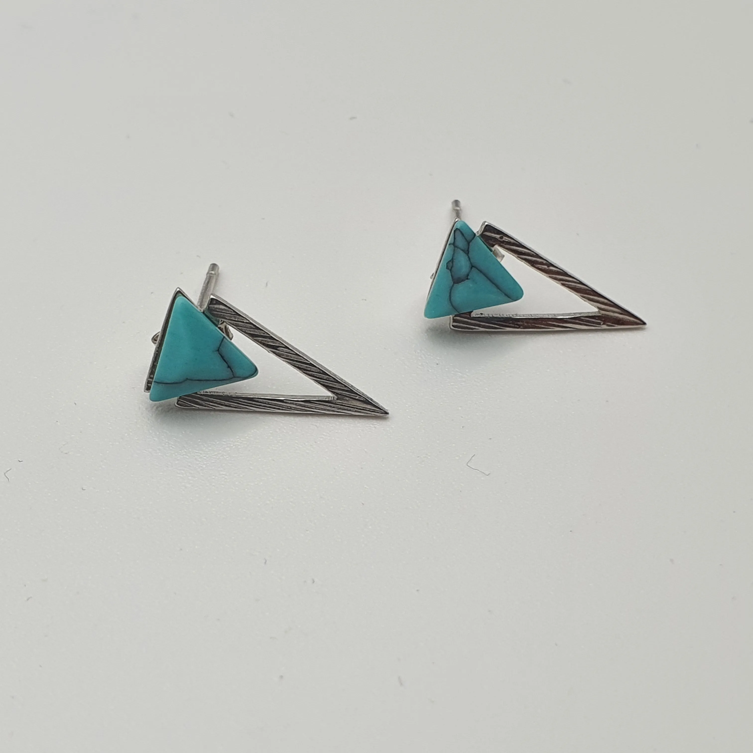 Turquoise Gemstone Earrings, Sterling Silver