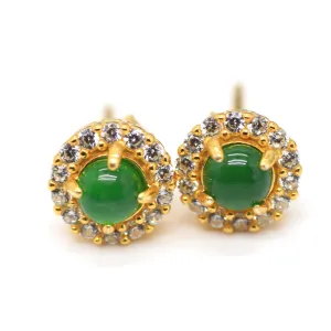 Type A Jadeite Jade Earrings s925 Silver Inlay  M5-903K-V2UQ