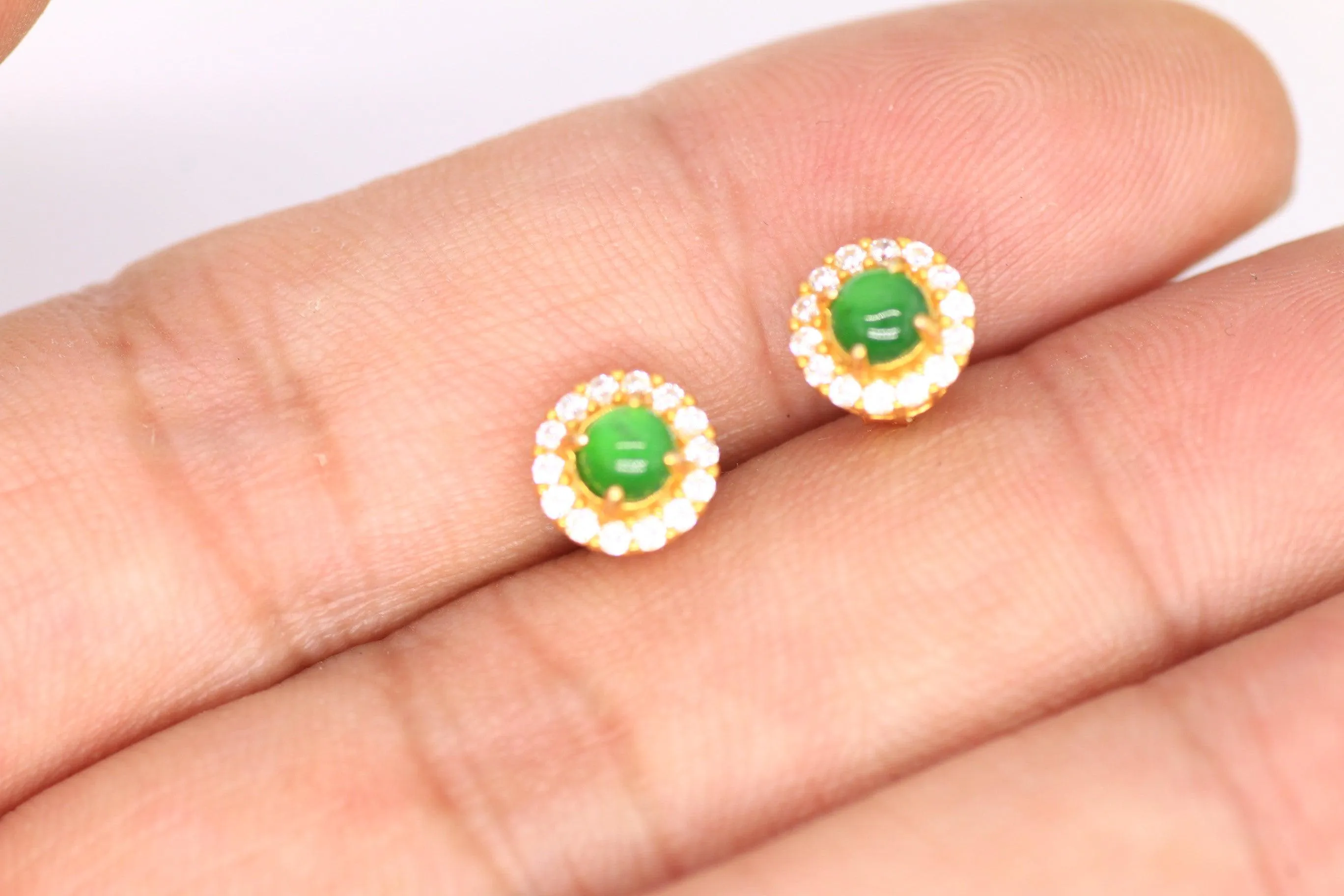 Type A Jadeite Jade Earrings s925 Silver Inlay  M5-903K-V2UQ