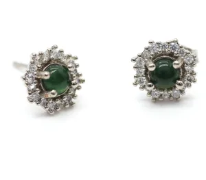 Type A Jadeite Jade Earrings s925 Silver Inlay