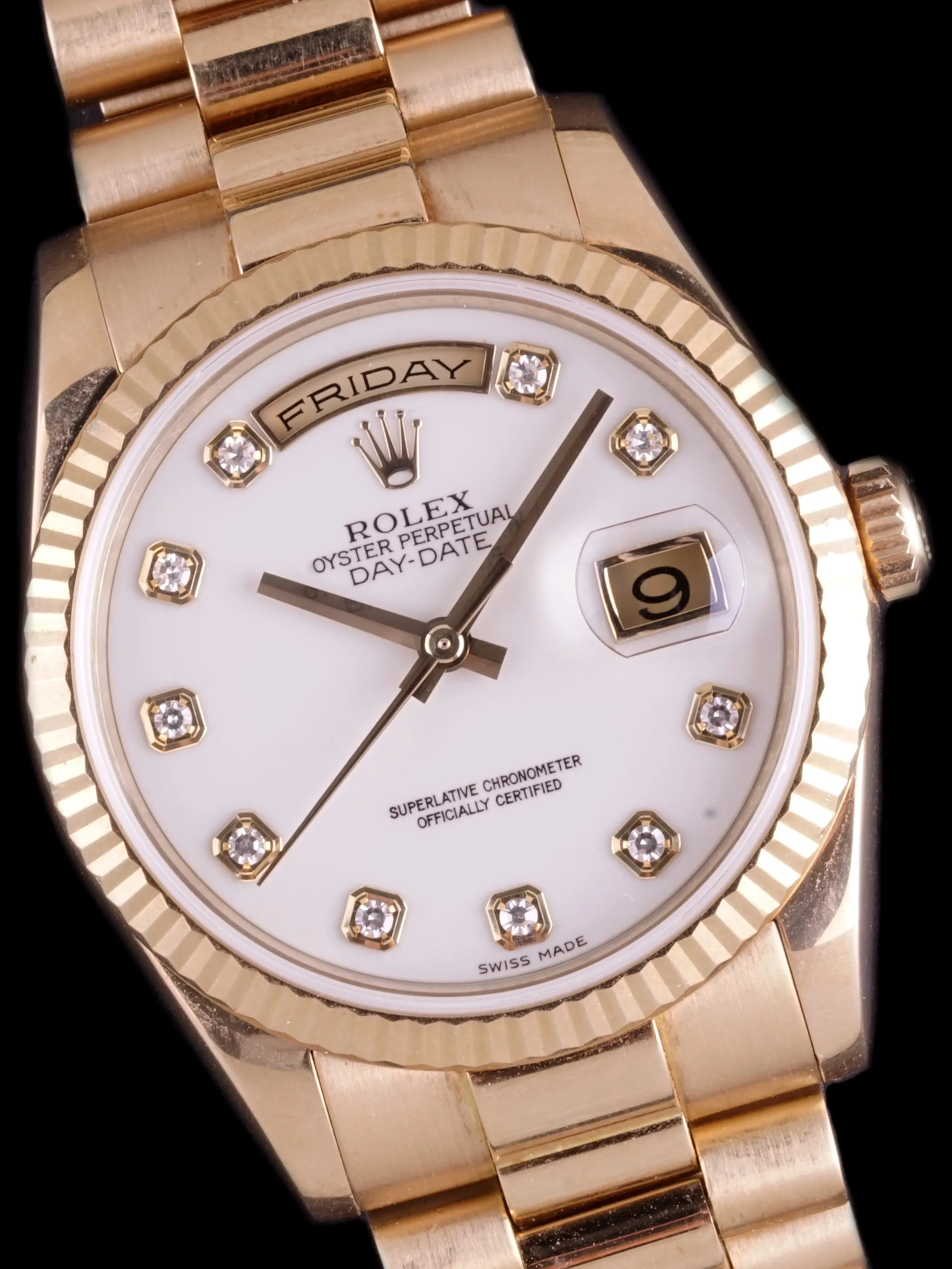 *Unpolished* 2008 Rolex Day-Date (Ref. 118238) 18k YG Cacholong "White Opal" Dial