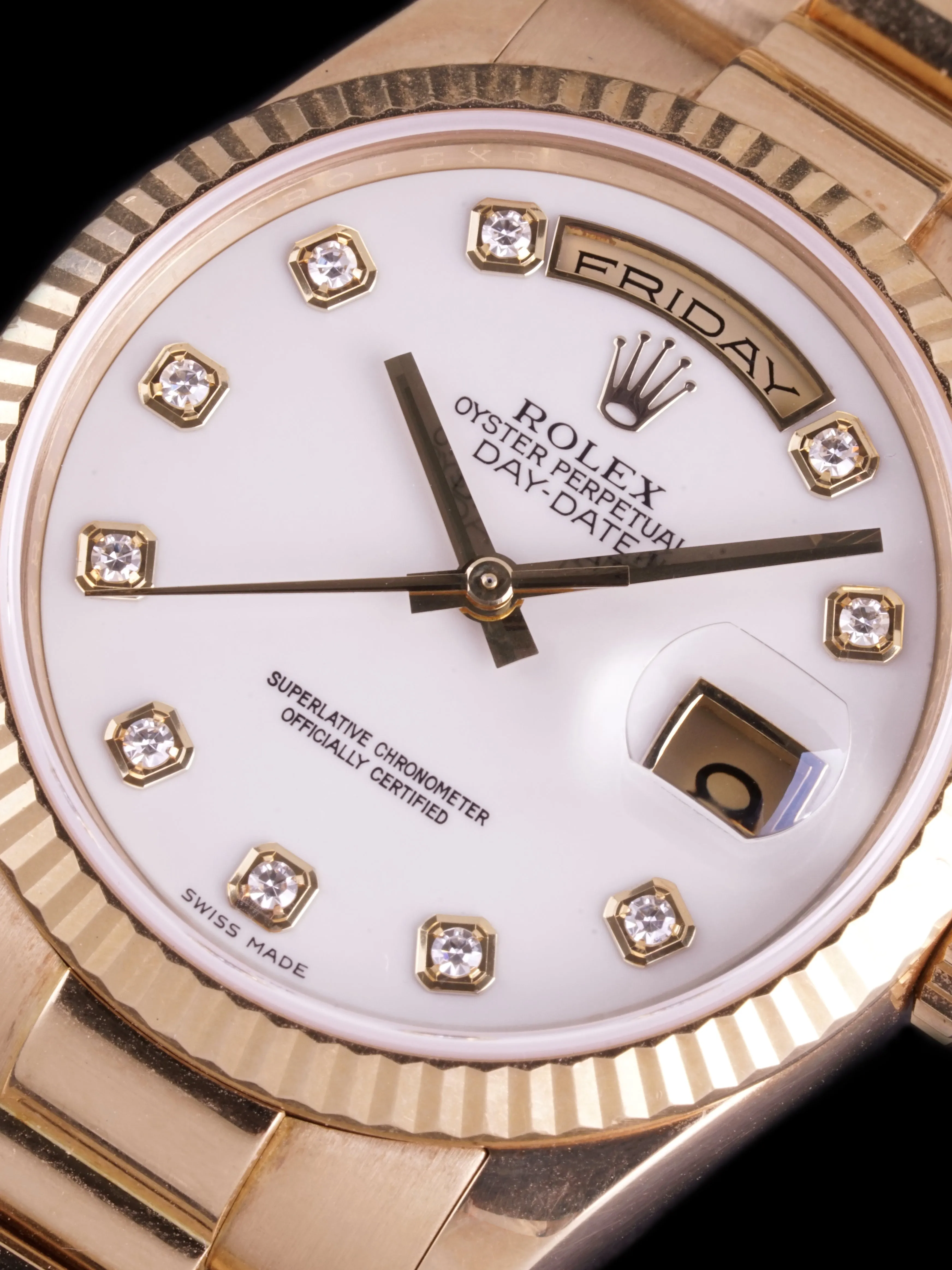 *Unpolished* 2008 Rolex Day-Date (Ref. 118238) 18k YG Cacholong "White Opal" Dial