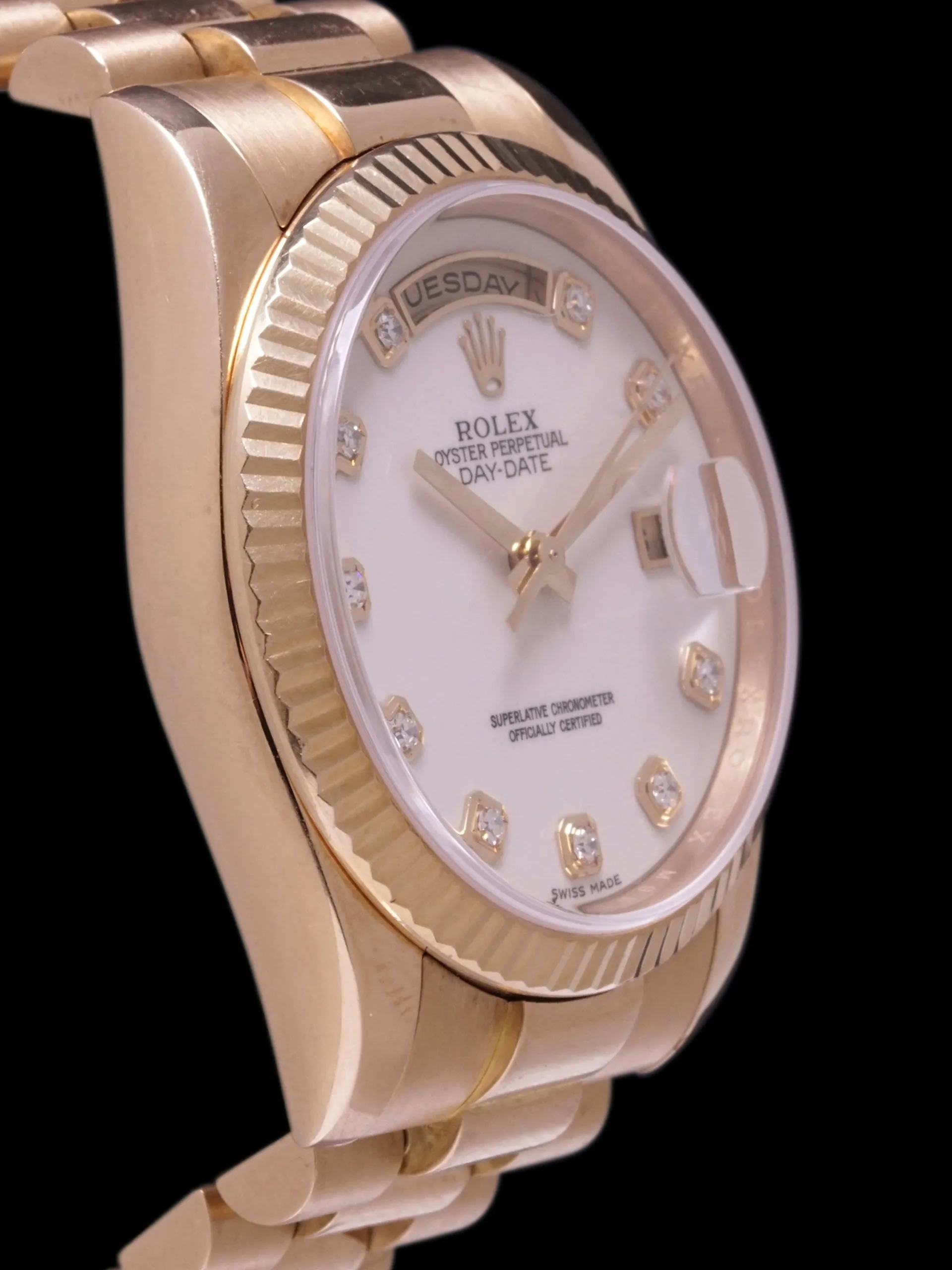 *Unpolished* 2008 Rolex Day-Date (Ref. 118238) 18k YG Cacholong "White Opal" Dial