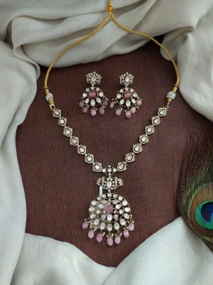 Victorian Necklace Sets with Moissanite Stone Pendant