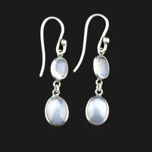 Vintage Moonstone Cabochon Earrings in Silver