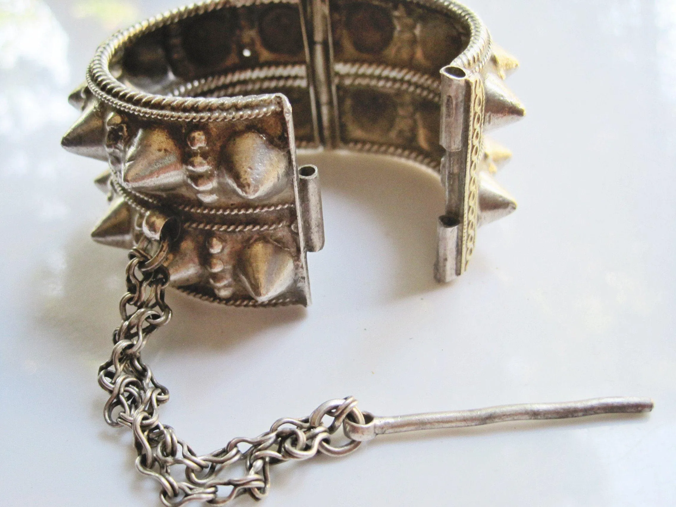 Vintage Omani Silver Tribal Spike Bracelet