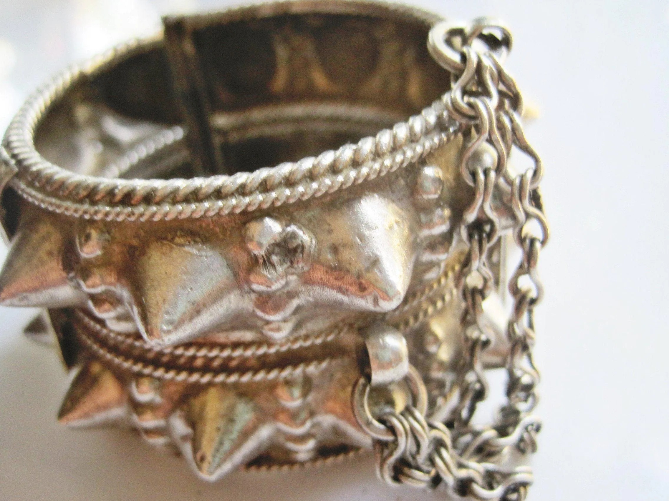 Vintage Omani Silver Tribal Spike Bracelet