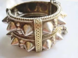 Vintage Omani Silver Tribal Spike Bracelet