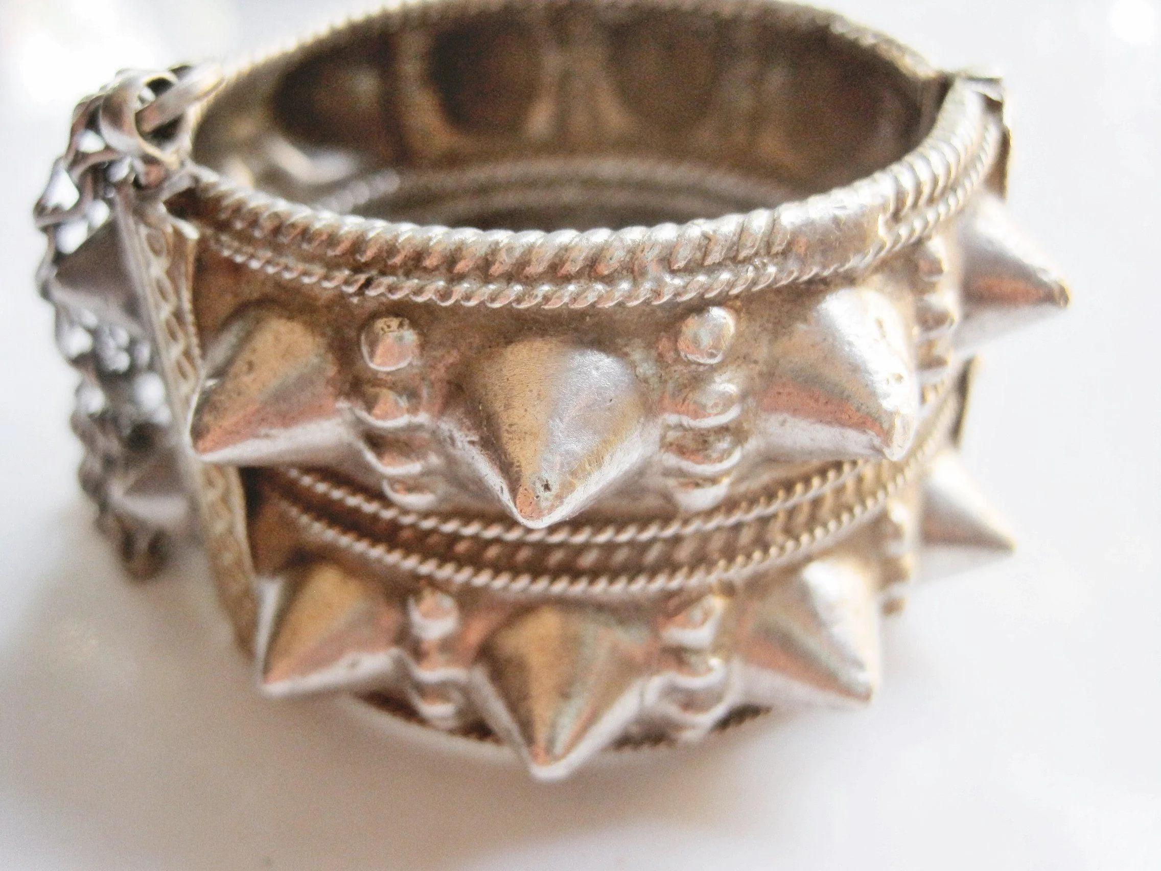 Vintage Omani Silver Tribal Spike Bracelet