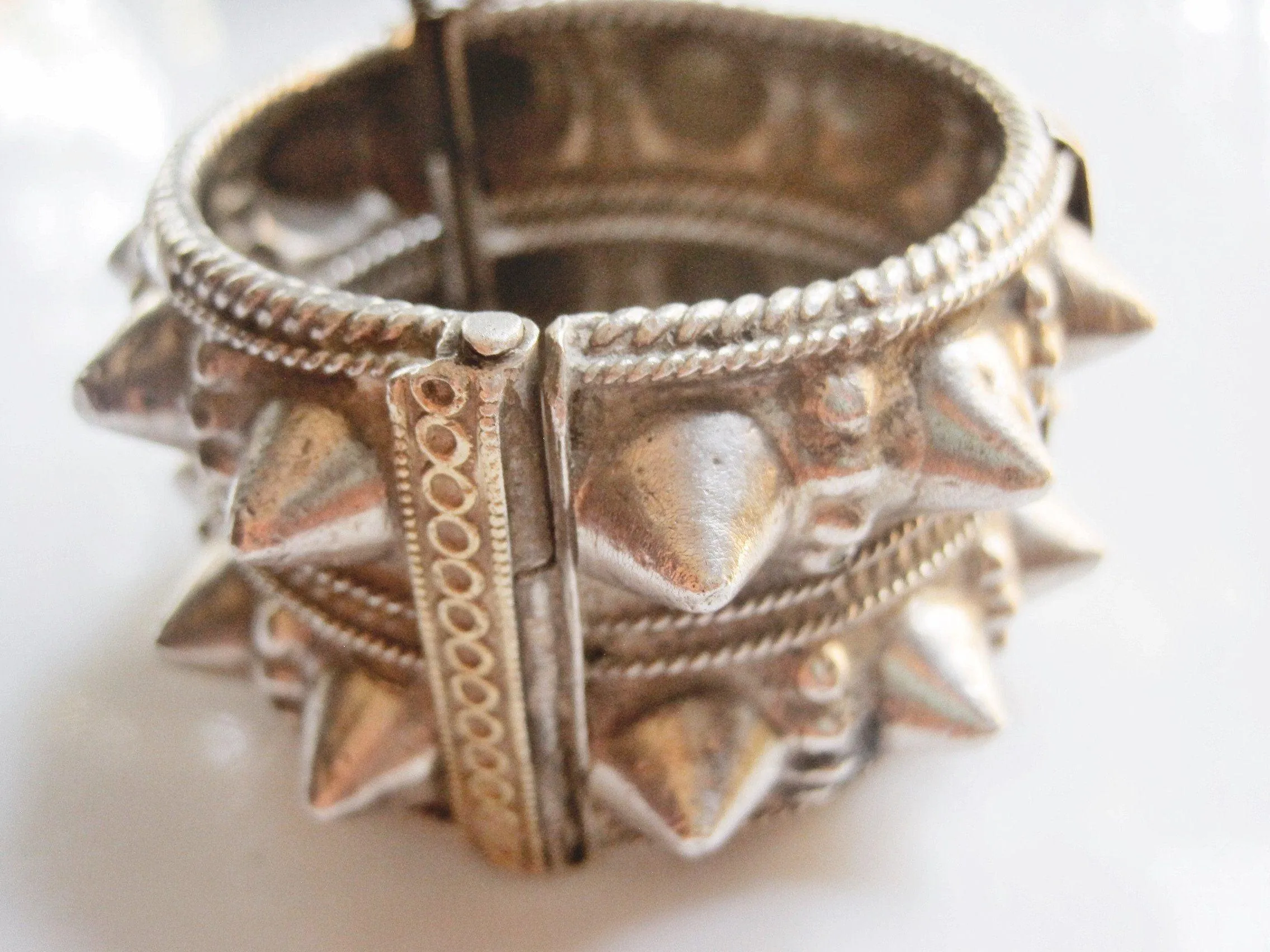 Vintage Omani Silver Tribal Spike Bracelet