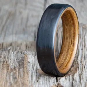 Whiskey barrel wood-carbon fiber- black ring