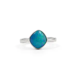 White Gold Opal Doublet Ring