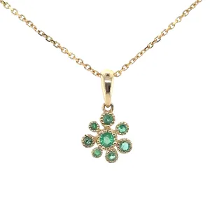Yellow Gold Emerald Flower Pendant
